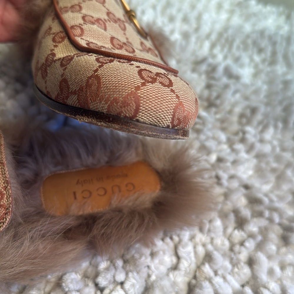 Gucci Women's Tan Fur-Lined Loafers - Picture 5 of 7